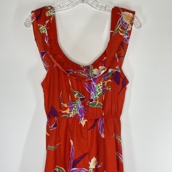 Vintage Hilo Hattie Red Ruffle Hawaiian Maxi Dress Size Small #658 - Picture 5 of 10